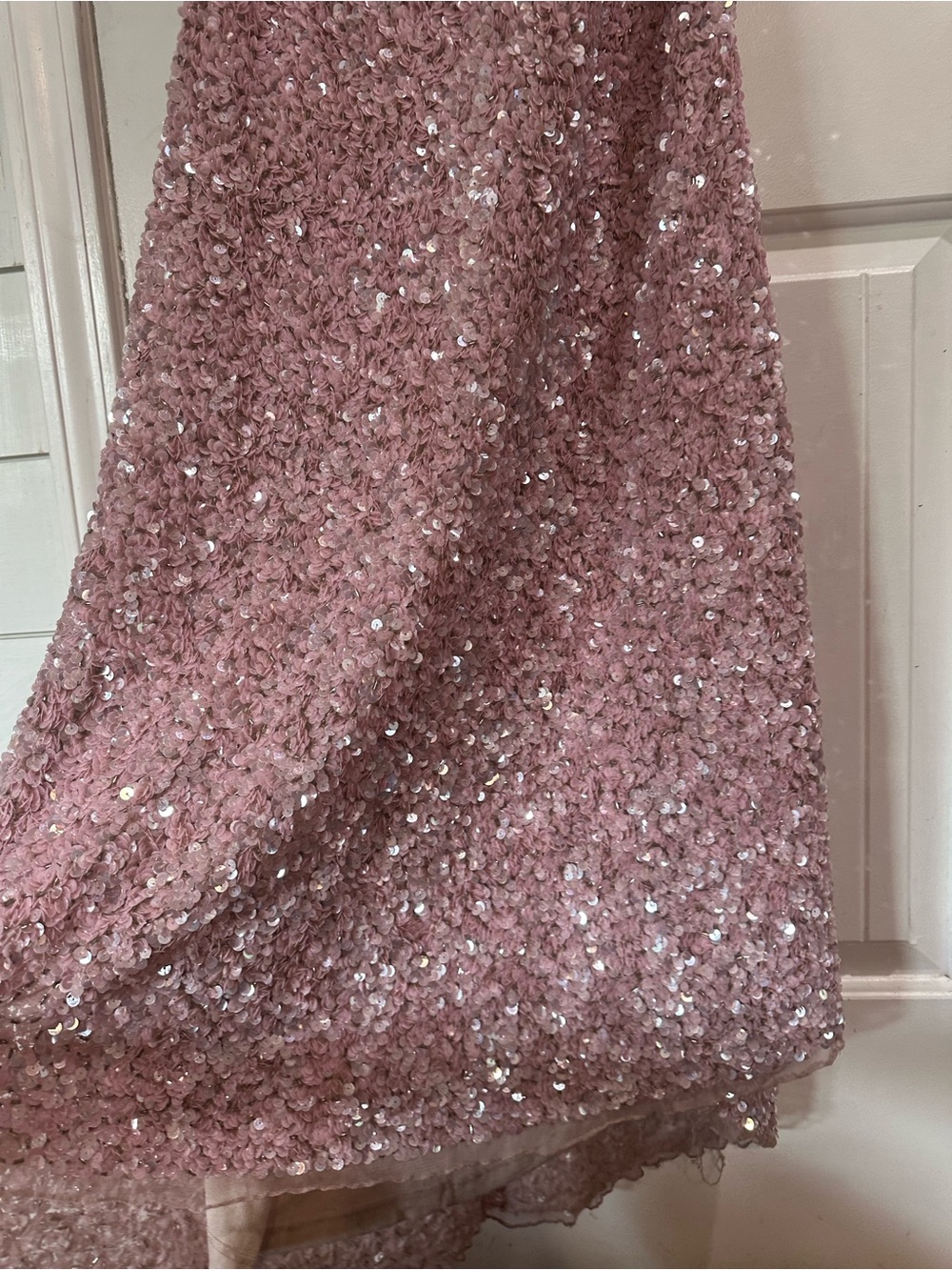 Sherri Hill Blush Pink Strapless Sequin Column Gown - Picture 10 of 13